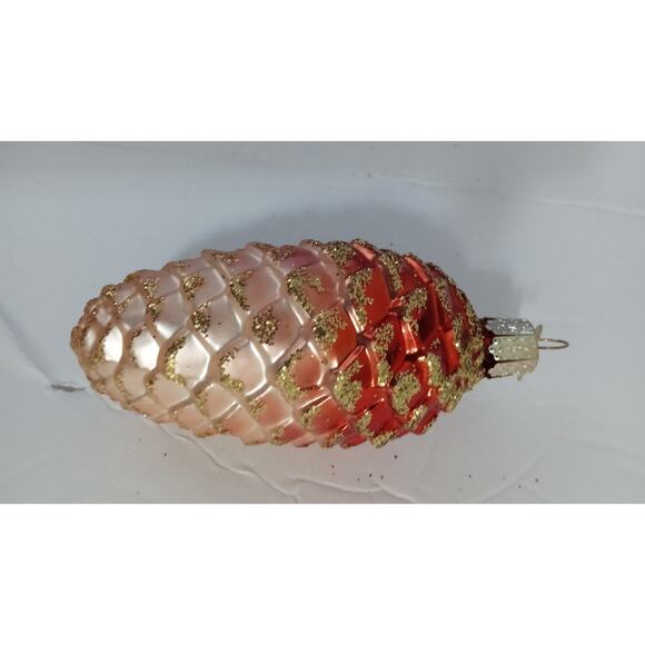 Old World Christmas Pinecone Glass Ornament OWC Sparkles Gold Glitter - Picture 6 of 9